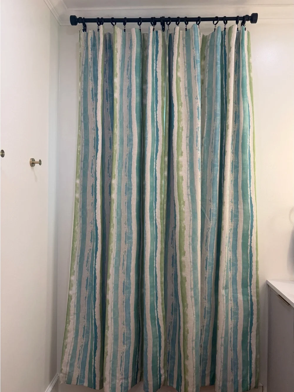 Striped Blue & Green Panel Curtains